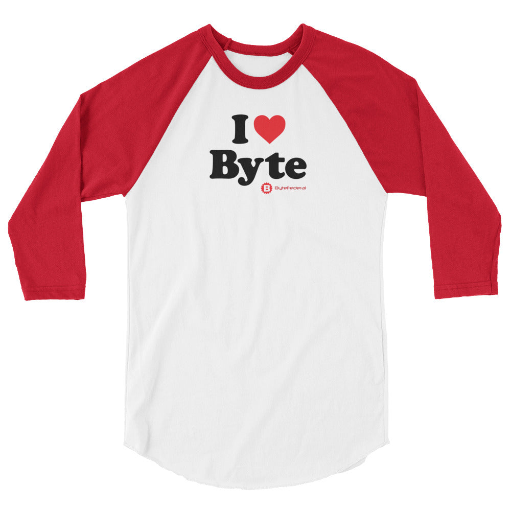 'I Love Byte' 3/4 Sleeve Baseball Tee