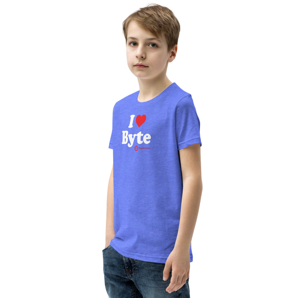 White 'I ❤️ Byte', Youth Short Sleeve Tee