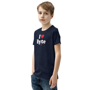 White 'I ❤️ Byte', Youth Short Sleeve Tee